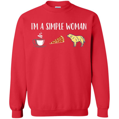 Im A Simple Woman Coffee Pizza Golden Retriever Lover Shirt Red