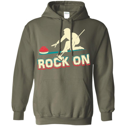 Curling Winter Lover T-shirt Rock On Curling Winter Sports Military Green
