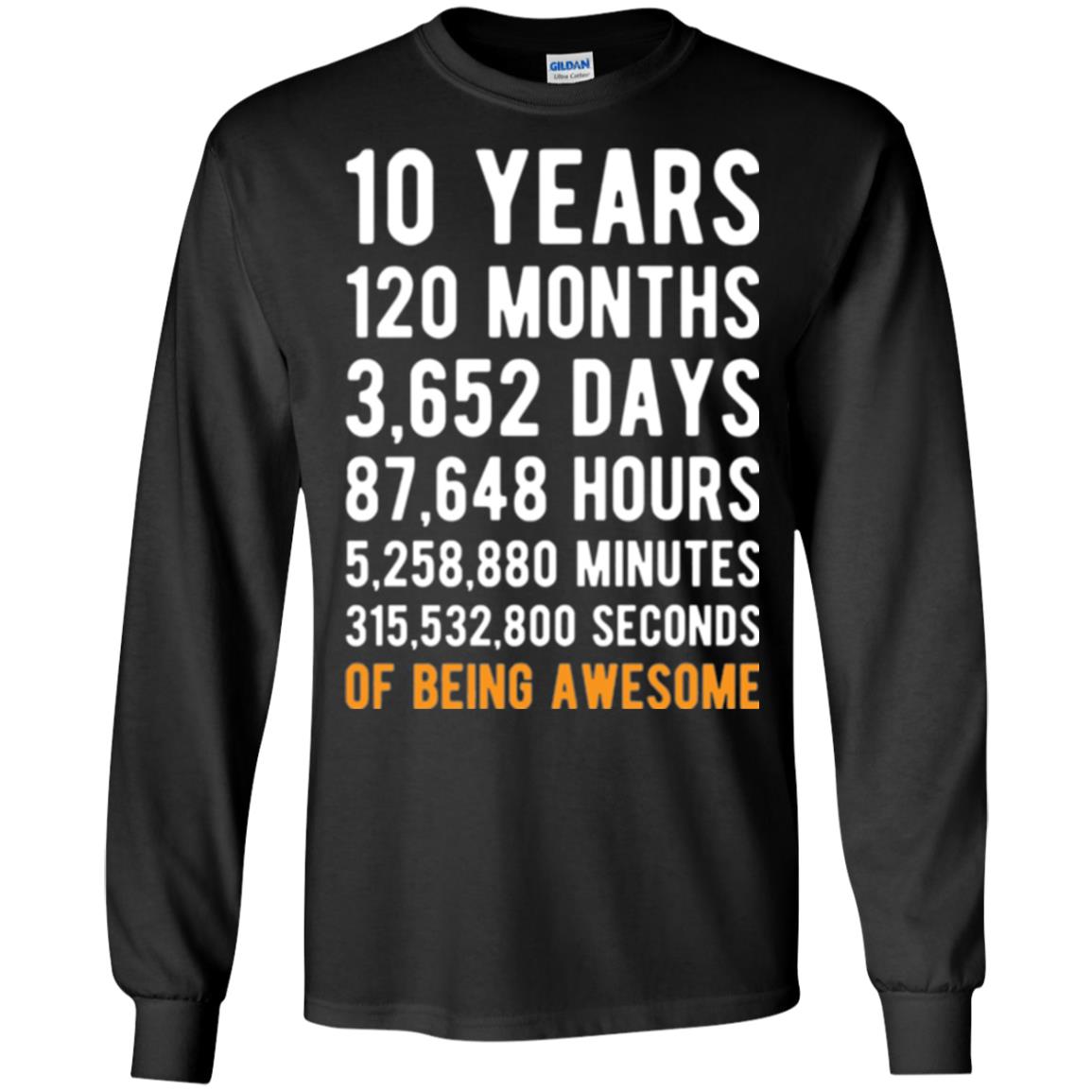Birthday T-shirt 10 Years Old Of Being Awesome Black