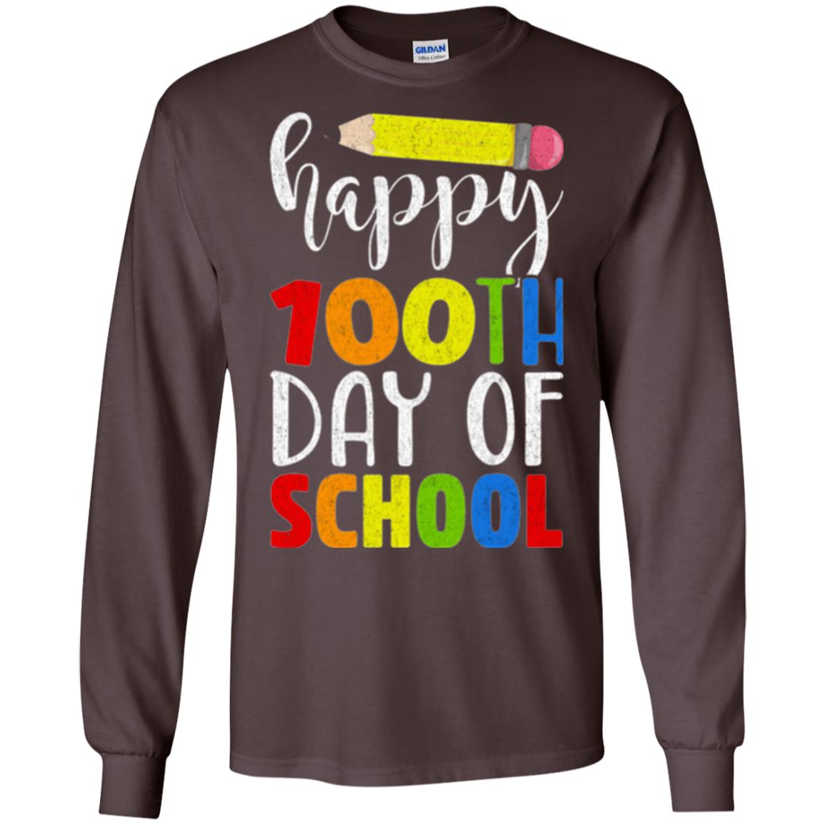 Happy 100th Day Of School Teacher T-shirt Dark Chocolate