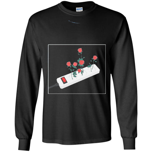 Flower Power Cute Art Aesthetic Vaporwave Digital Rose T-shirt Black