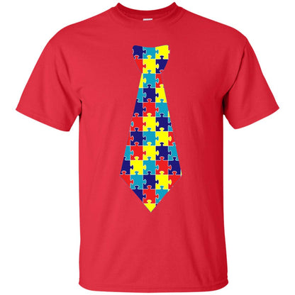 Autism Awareness T-shirt Puzzle Neck Tie 2018 Red