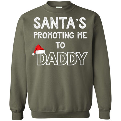 Pregnancy Announcement T-shirt Santa Promoting Me To Daddy Military Green
