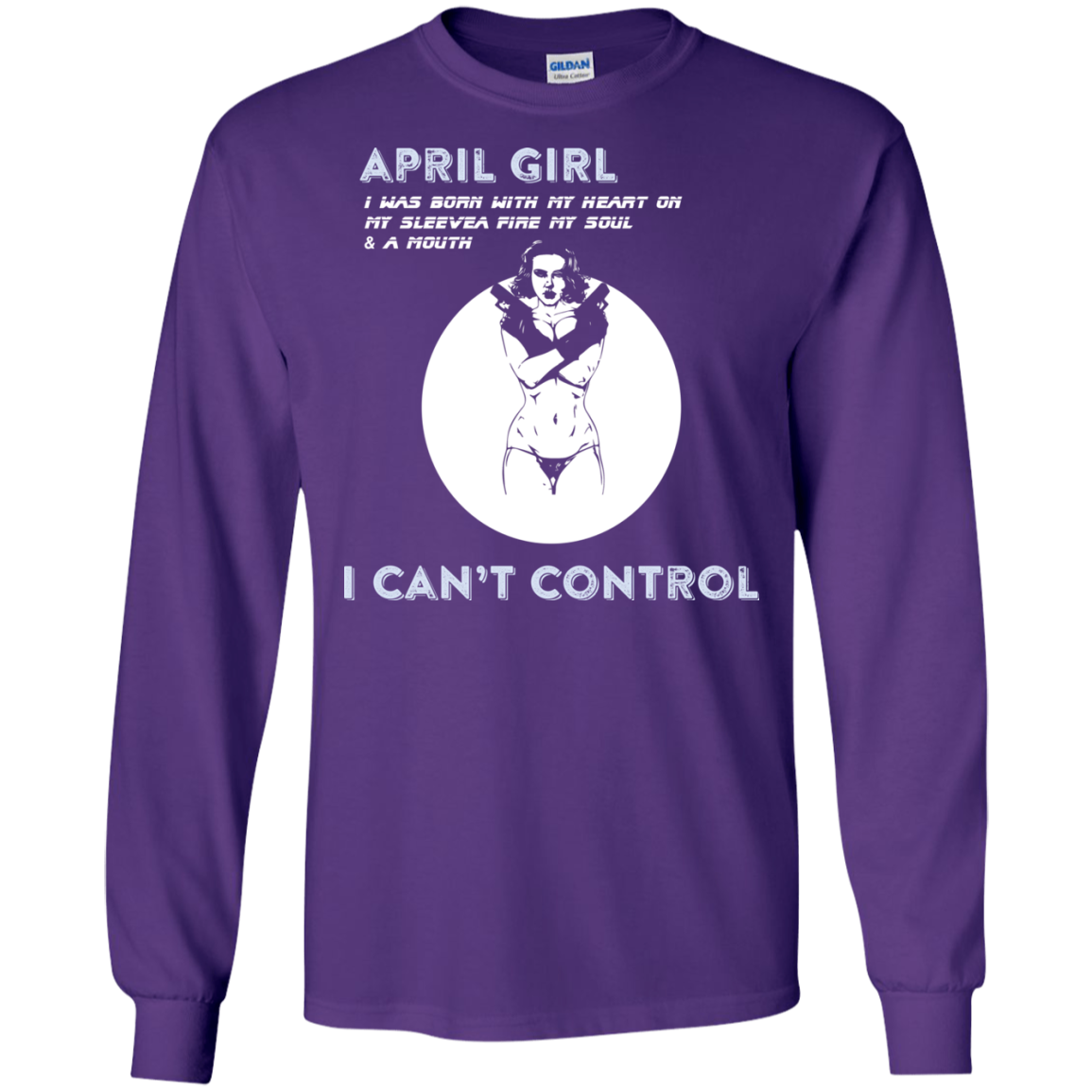 April Girl I Was Born With My Heart T-shirt Purple