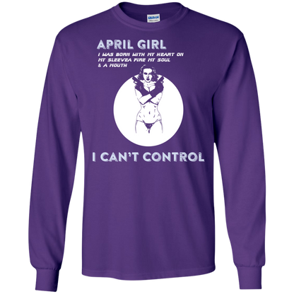 April Girl I Was Born With My Heart T-shirt Purple