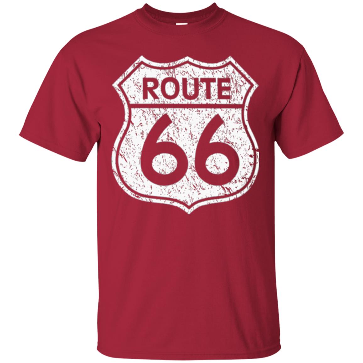 Historical Route 66 Distressed Vintage Look T-shirt Cardinal