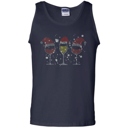 Red Wine And Sparkling Wine Glasses Christmas Gift Drinking Lovers Shirt Navy