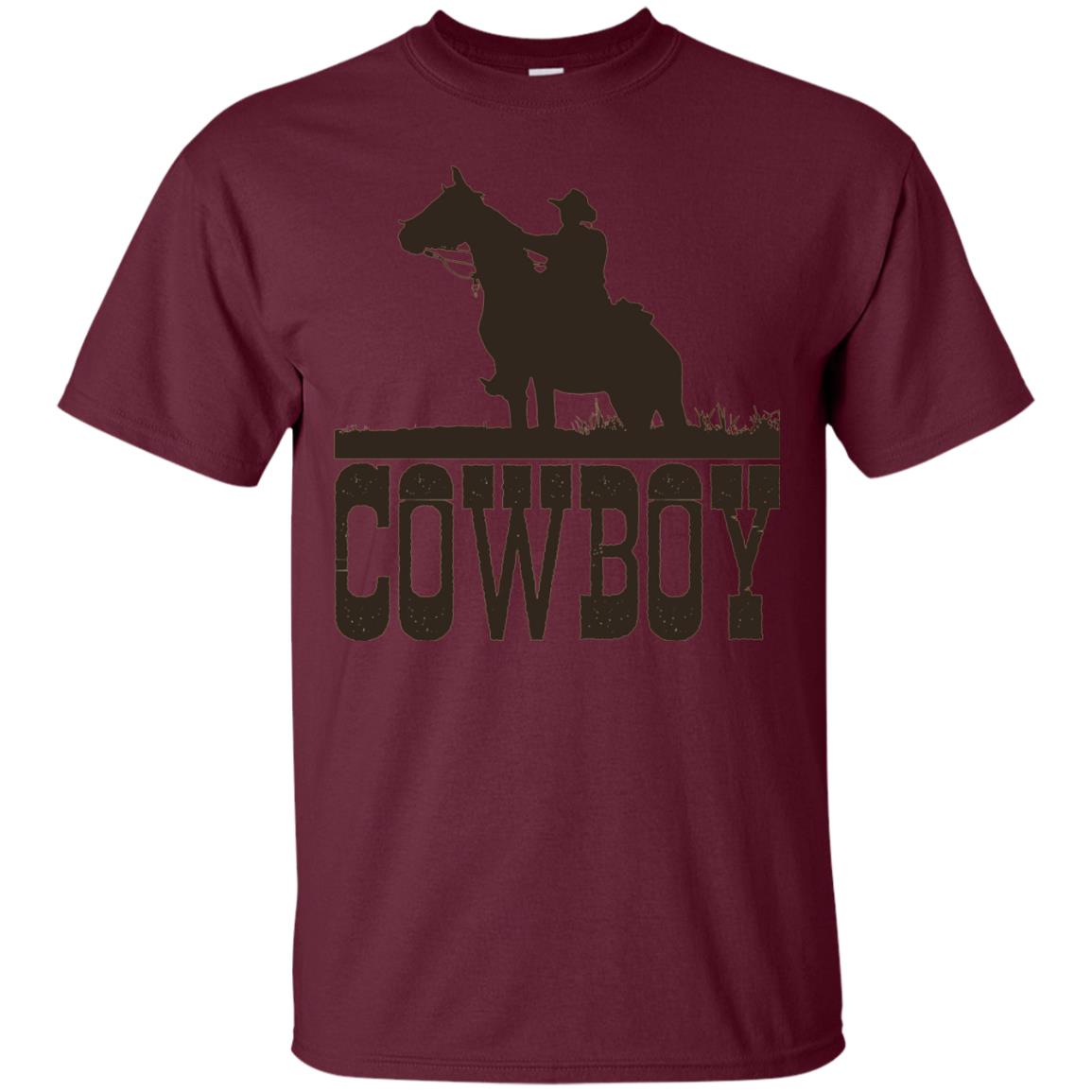 Horse Rider Western Cowboy T-shirt Maroon