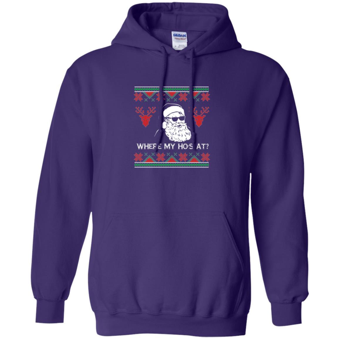 Christmas T-shirt Santa Claus Where My Hos At T-shirt Purple