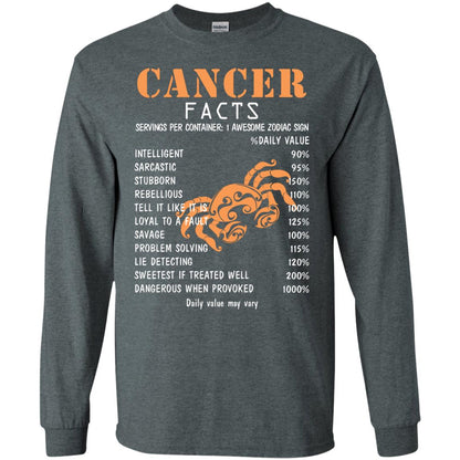 Cancer Facts 1 Awesome Zodiac Sign Gift Shirt For Cancer Horoscope Dark Heather