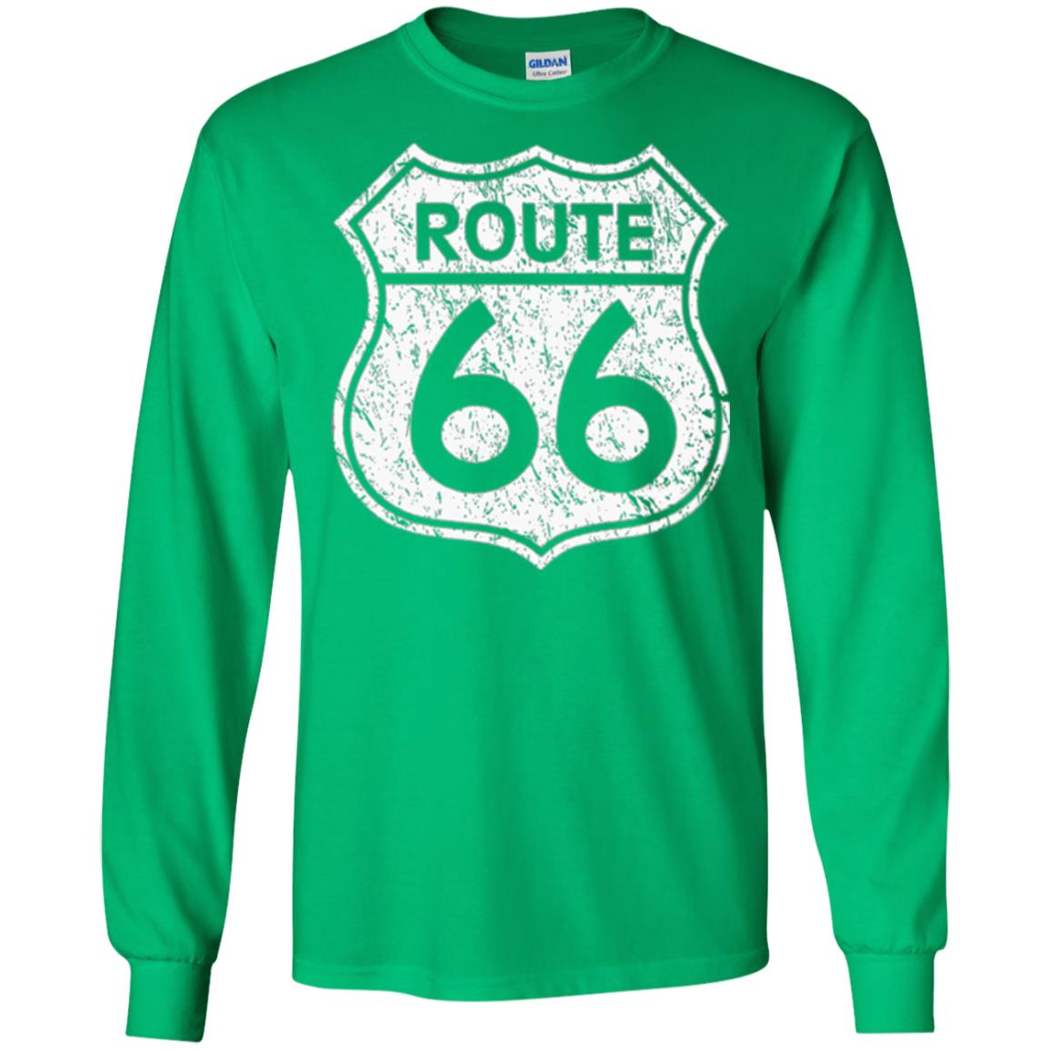 Historical Route 66 Distressed Vintage Look T-shirt Irish Green