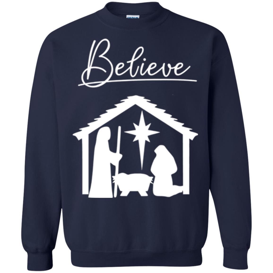 Christian Christmas T-shirt Believe Jesus Celebrate Navy