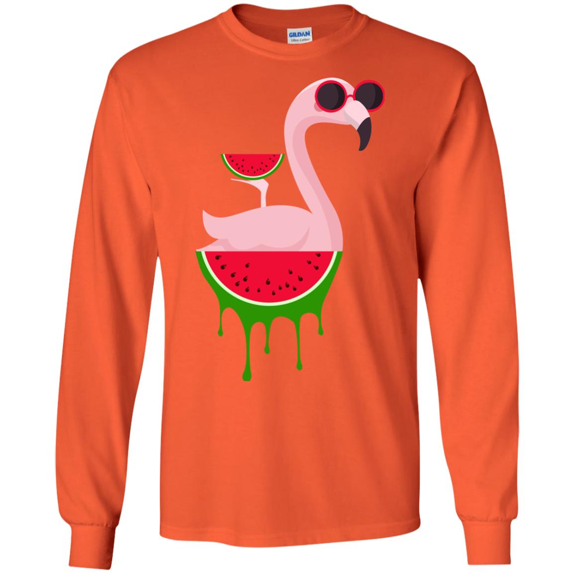 Watermelon Flamingo Funny Summer Melon Fruit Shirt Orange
