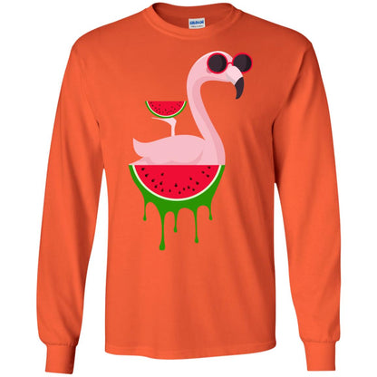 Watermelon Flamingo Funny Summer Melon Fruit Shirt Orange