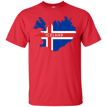 Iceland T-shirt With Flag And Map Red