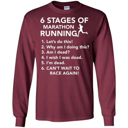 Runner T-shirt 6 Stages Of Marathon Running Maroon