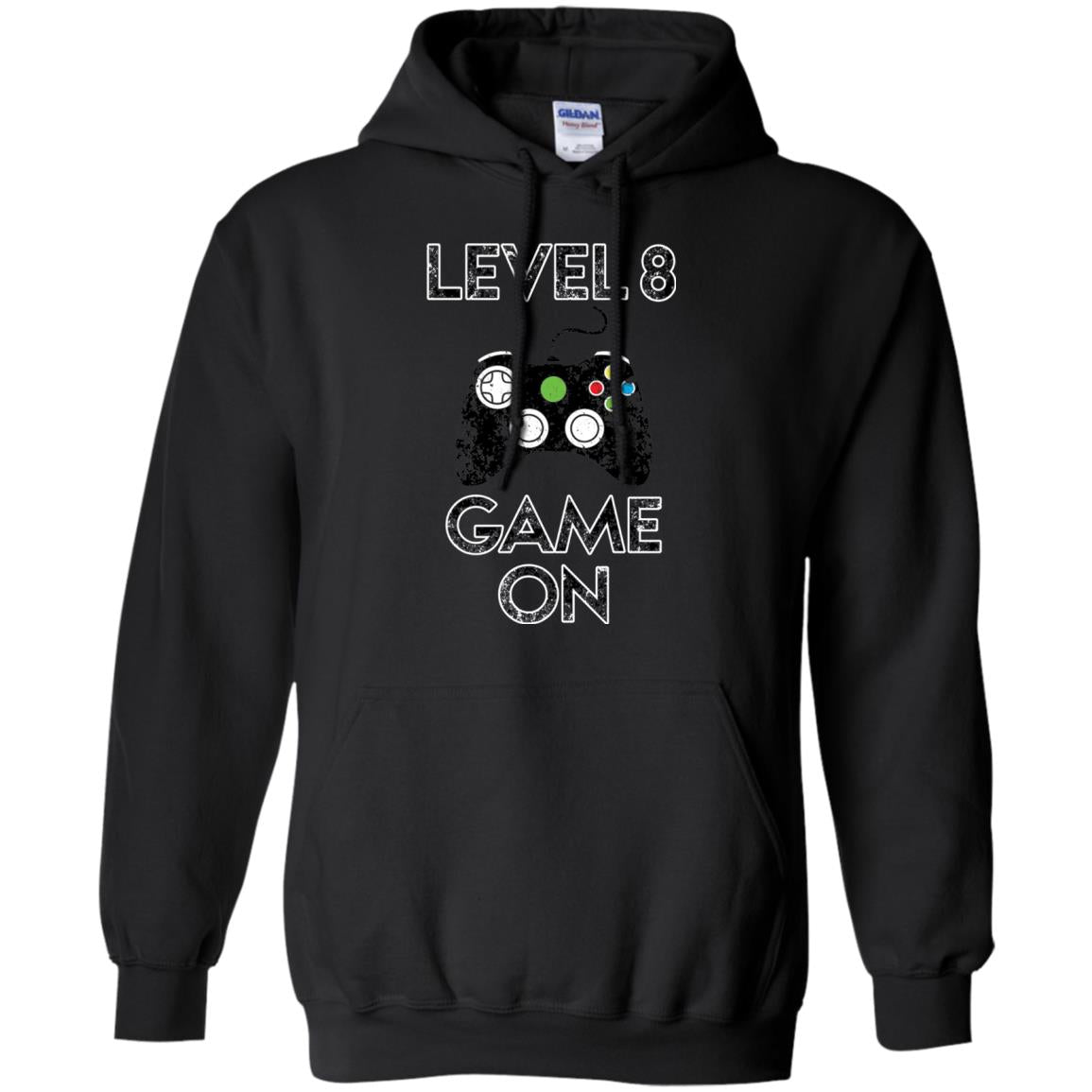 Level 8 Game On 8th Birthday Gift T-shirt Black