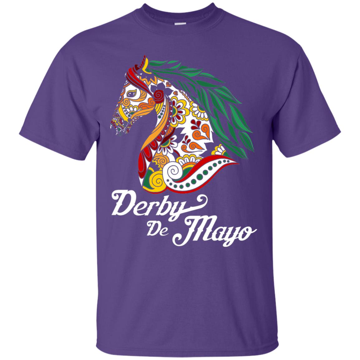 Derby Cinco De Mayo Floral Horse Race T-shirt Purple