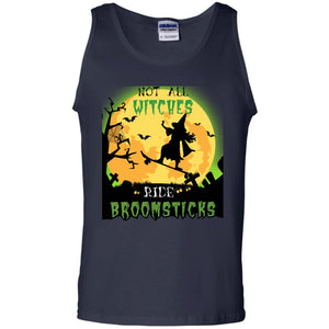 Not All Witches Ride Broomsticks Witches Ride Skateboard Funny Halloween ShirtG220 Gildan 100% Cotton Tank Top