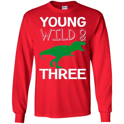 Dinosaur T-shirt Young Wild And Three Red
