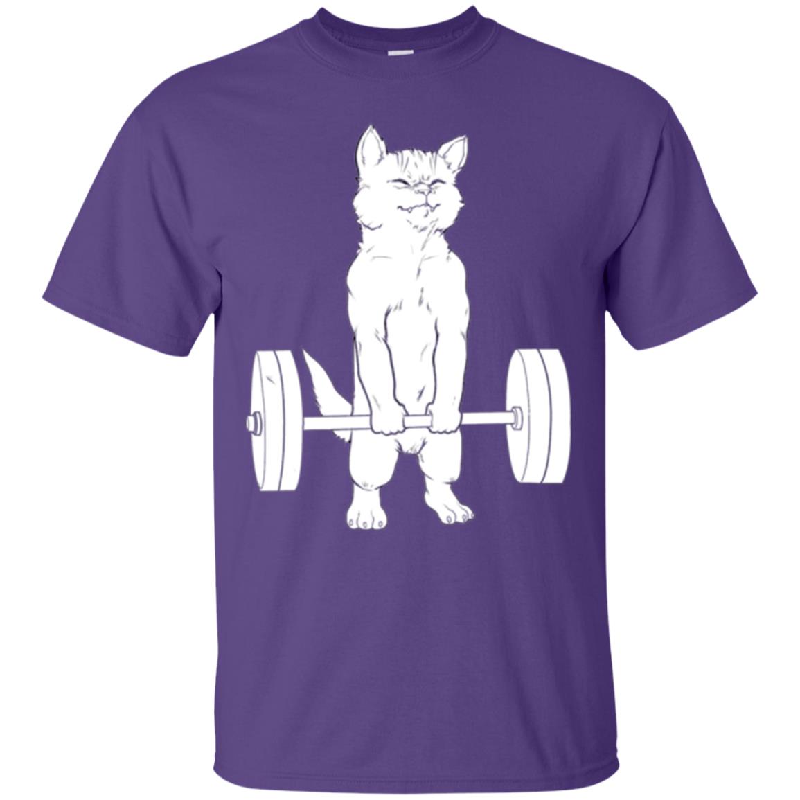 Gymming Lovers T-shirt Cat Deadlift Powerlifting Purple