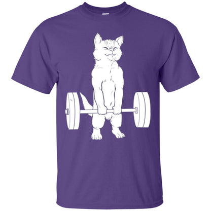 Gymming Lovers T-shirt Cat Deadlift Powerlifting Purple