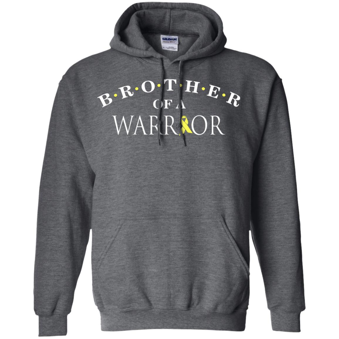 Brother Is A Warrior Childhood Cancer Awareness T-shirt Dark Heather