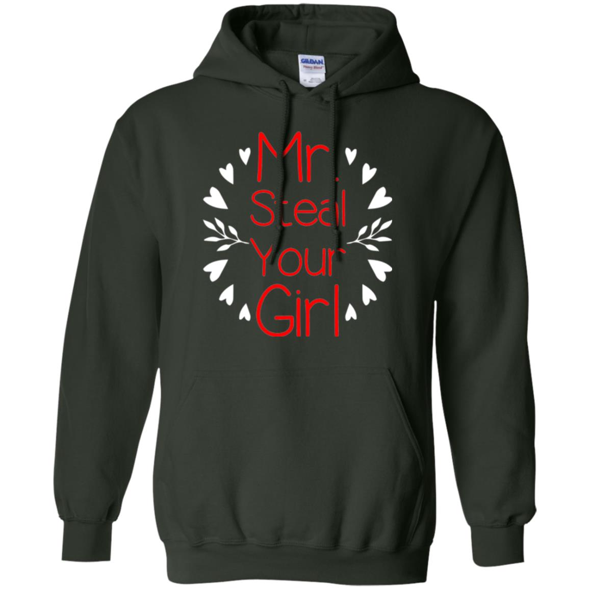 Funny Valentines Day Shirt Mr Steal Your Girl Forest Green