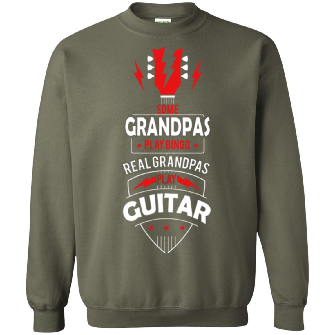 Papa T-shirt Some Grandpas Play Bingo Real Grandpas Play Guitar T-shirt Military Green