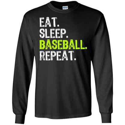 Baseball T-shirt Eat Sleep Baseball Repeat Black