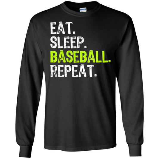 Baseball T-shirt Eat Sleep Baseball Repeat Black