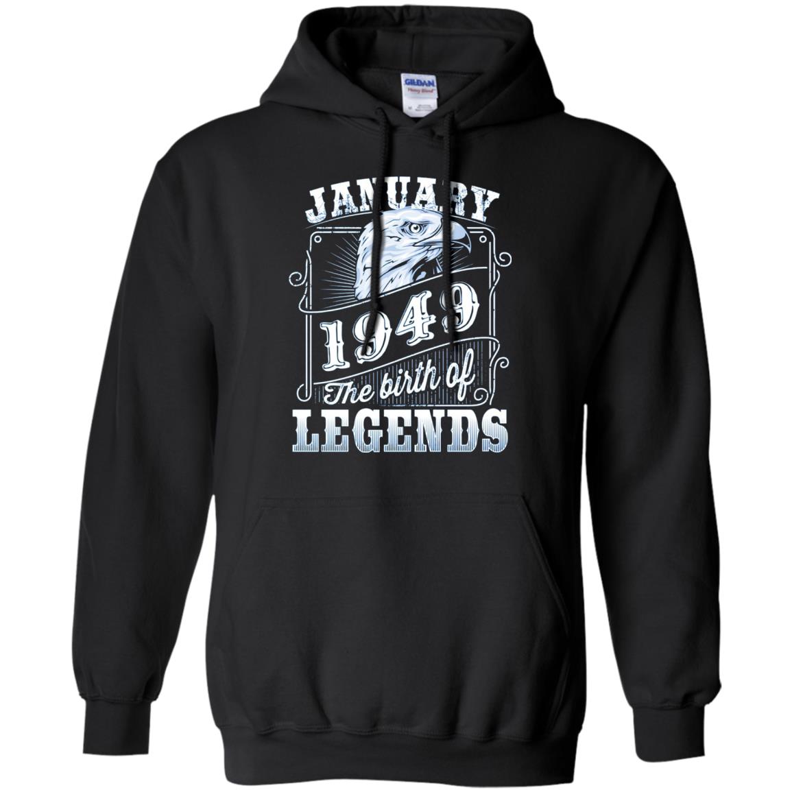 69th Birthday T-shirt January 1949 Birth Of Legend Black