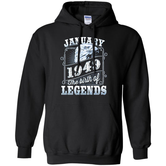 69th Birthday T-shirt January 1949 Birth Of Legend Black