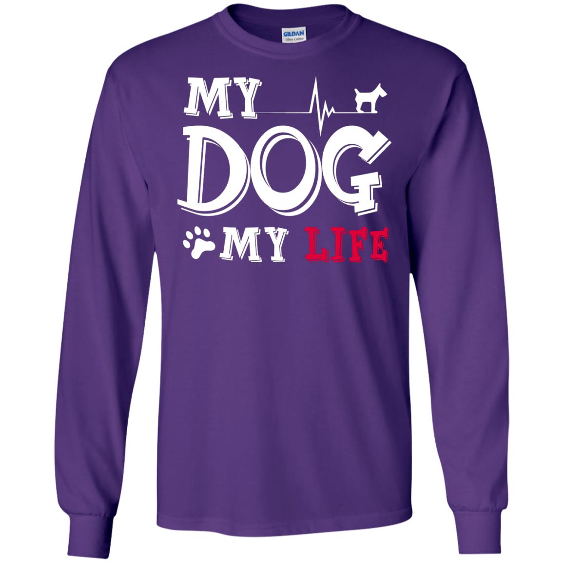 Dog Lovers T-shirt My Dog My Life Purple