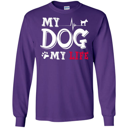 Dog Lovers T-shirt My Dog My Life Purple