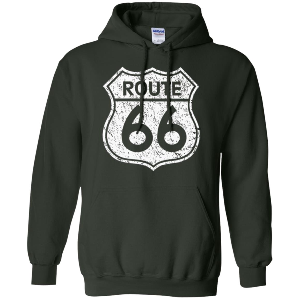 Historical Route 66 Distressed Vintage Look T-shirt Forest Green