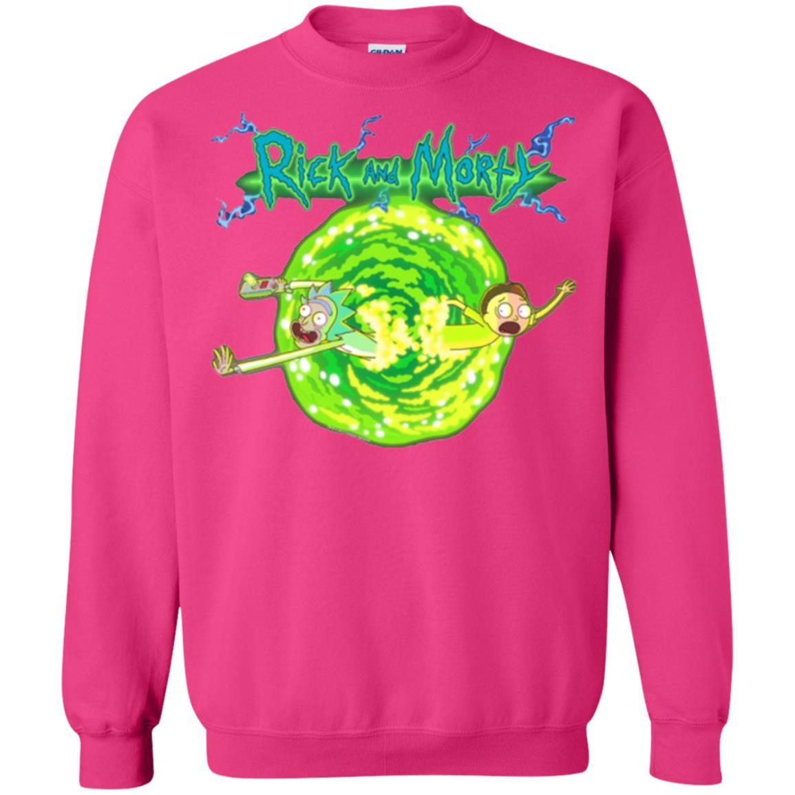 Rick Morty T-shirt Portal Glow Lightning Logo Heliconia