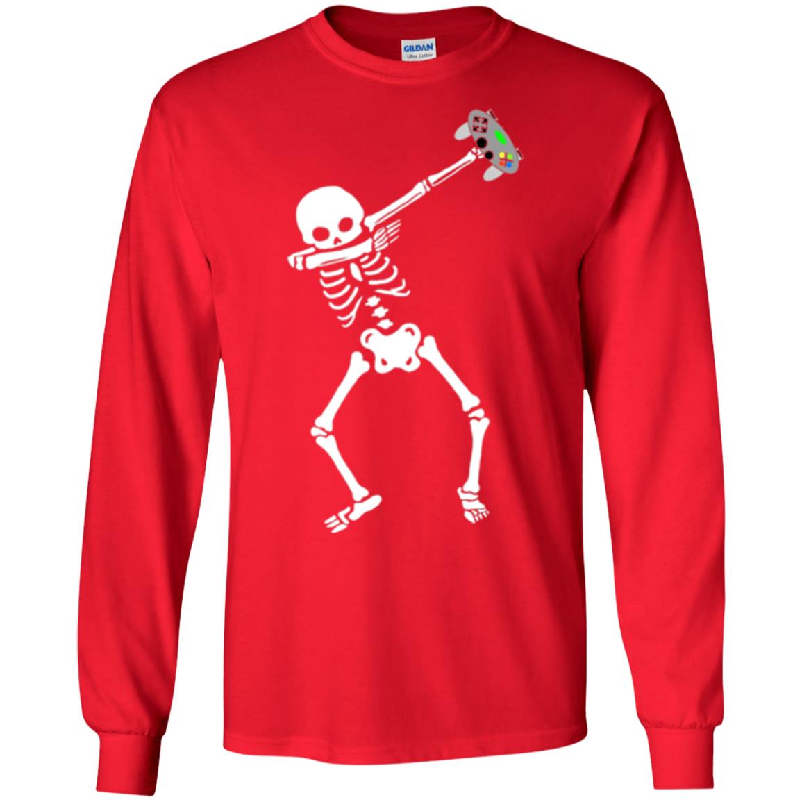 Gamer T-shirt Dabbing Skeleton Red