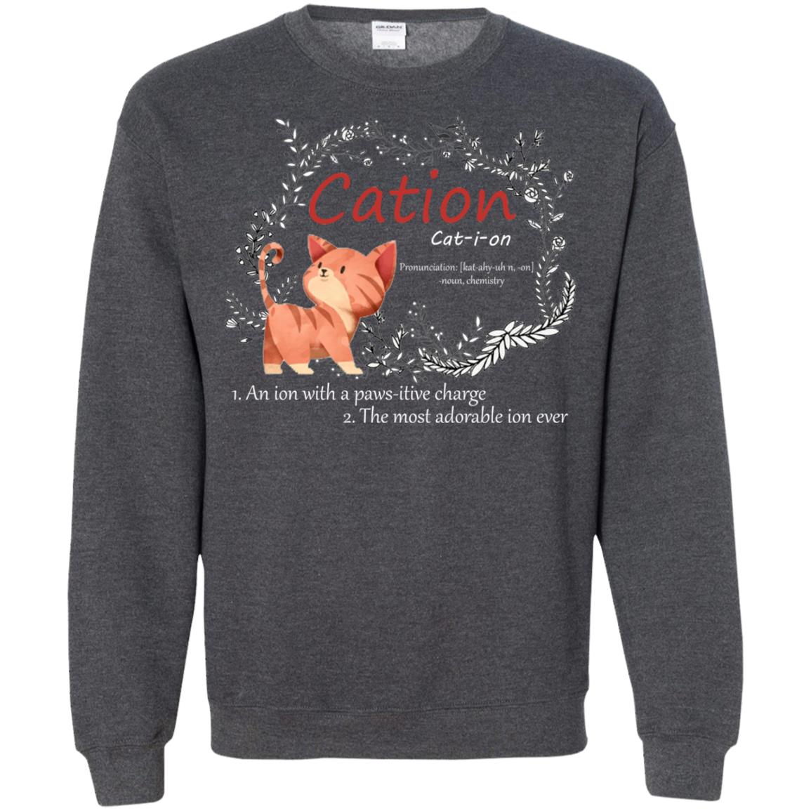 Cation An Ion With A Paws-itive Charge The Most Adorable Ion Ever Positive Thinking Day Shirt Dark Heather