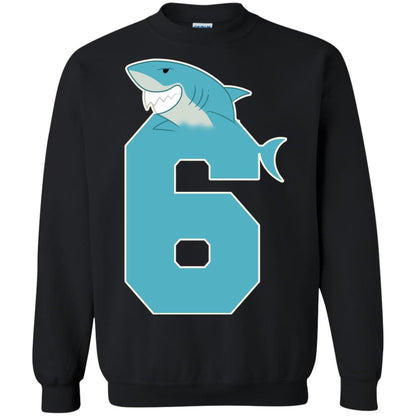 6th Birthday Shark Party Shirt Black