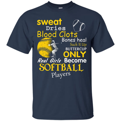 Softball Shirt Real Girls Become Softball Players Navy