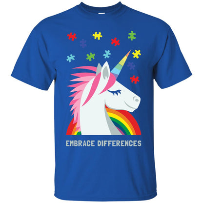 Autism Awareness Shirt Unicorn Puzzle Embrace Differences Royal