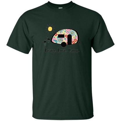 Camping Lover T-shirt Peace Love Camp Forest Green