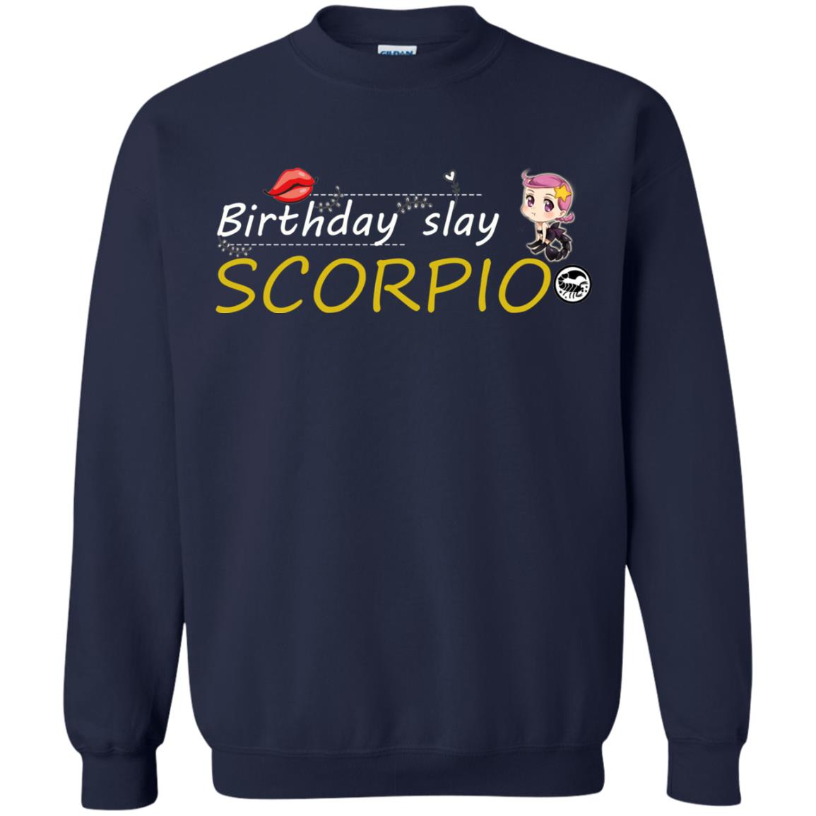 Cute Scorpio Girl Birthday Lip Slay T-shirt Navy