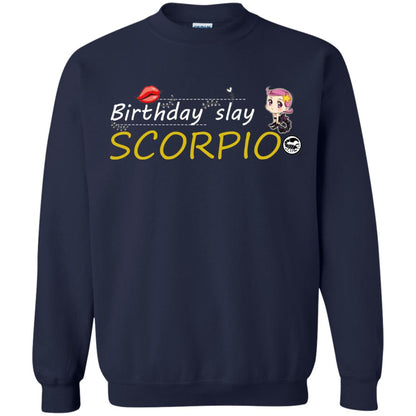 Cute Scorpio Girl Birthday Lip Slay T-shirt Navy