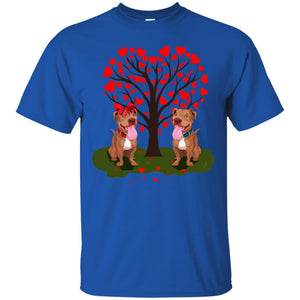 Valentine Pitbull Couple Heart Tree ShirtG200 Gildan Ultra Cotton T-Shirt