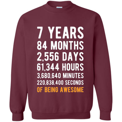 7th Birthday Shirt 7 Years Old Being Awesome Maroon