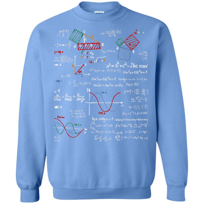 Math Lover T-shirt Formulas Cheat Sheet Carolina Blue