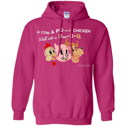 A Cow A Pig And A Chicken Walk Into A Bar-b-q The End Shirt Heliconia