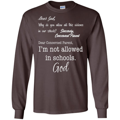Dear God Why Not Allowed In Schools Christian T-shirt Dark Chocolate